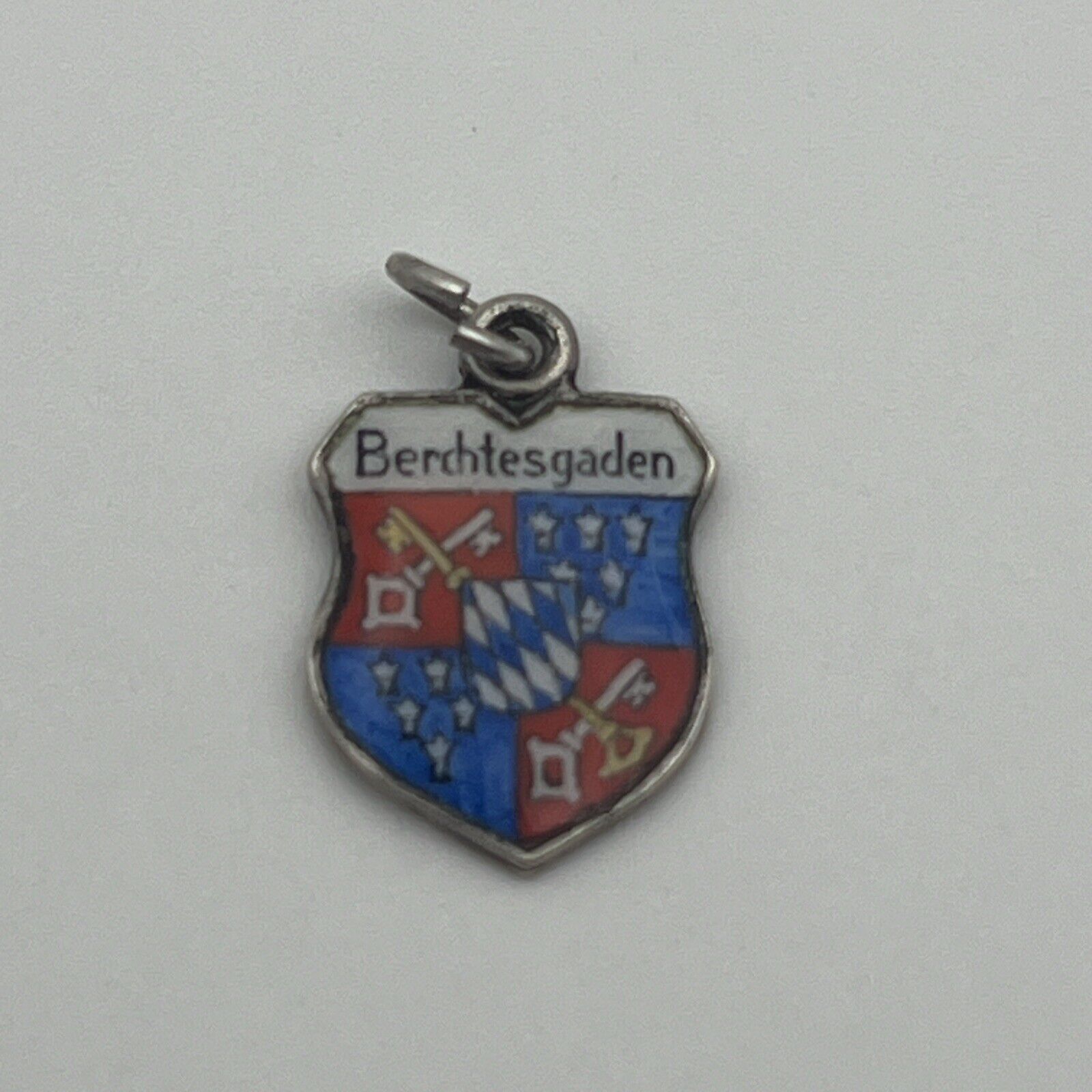 800 Silver & Enamel Berchtesgaden Charm - Travel Shield - Souvenir Of Germany